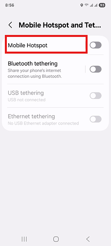 Mobile Hotspot Turn On