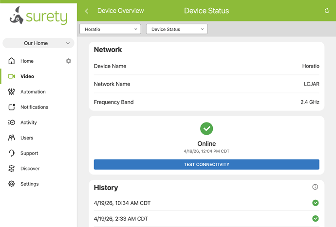 Alarm.com Camera Device Status