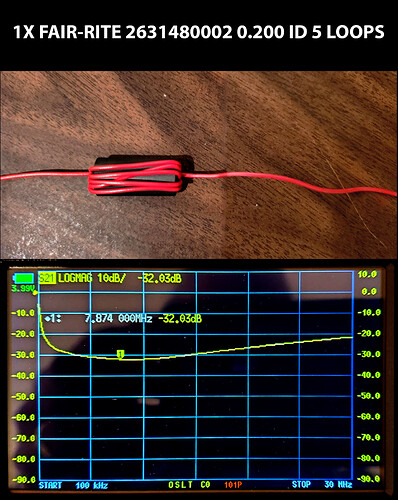 Ferrite Suppression Chart - 1X Fair-Rite 2631480002 0.200 ID 5 Loops