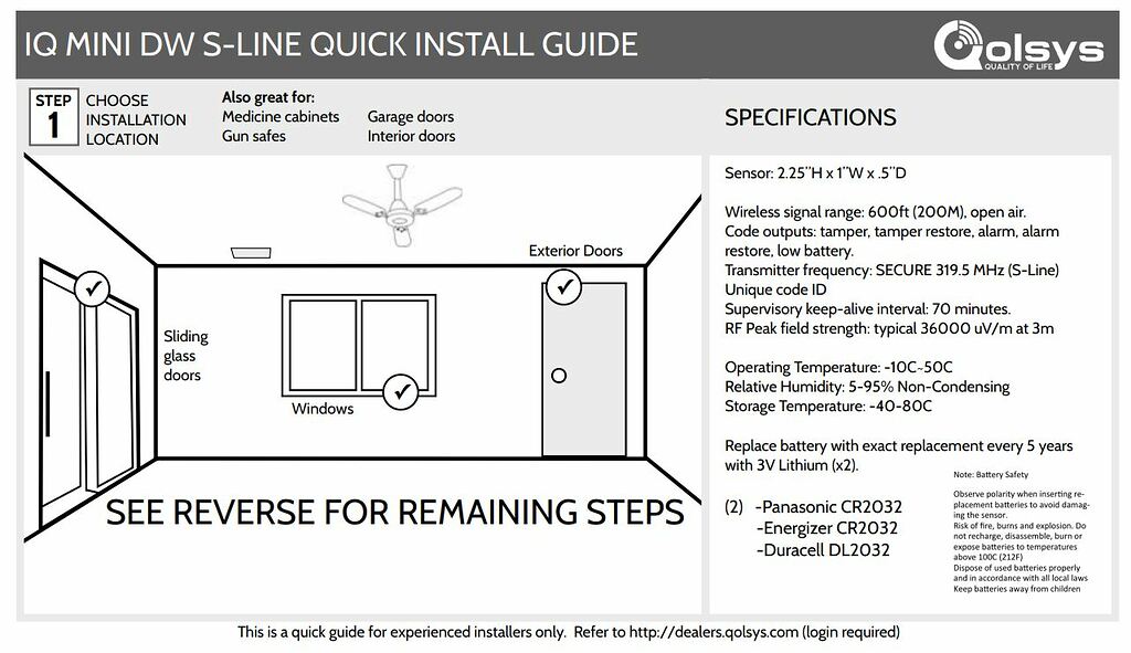 Qolsys S-Line Mini Door/Window Sensor (QS1135-840) – 3 Pack, Compatible With ADT