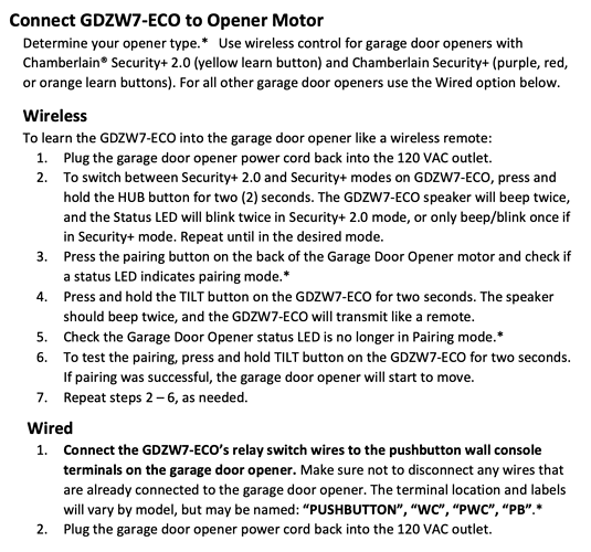 Ecolink GDZW7-ECO Installation Snippet