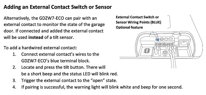 Ecolink GDZW7-ECO External Contact Input