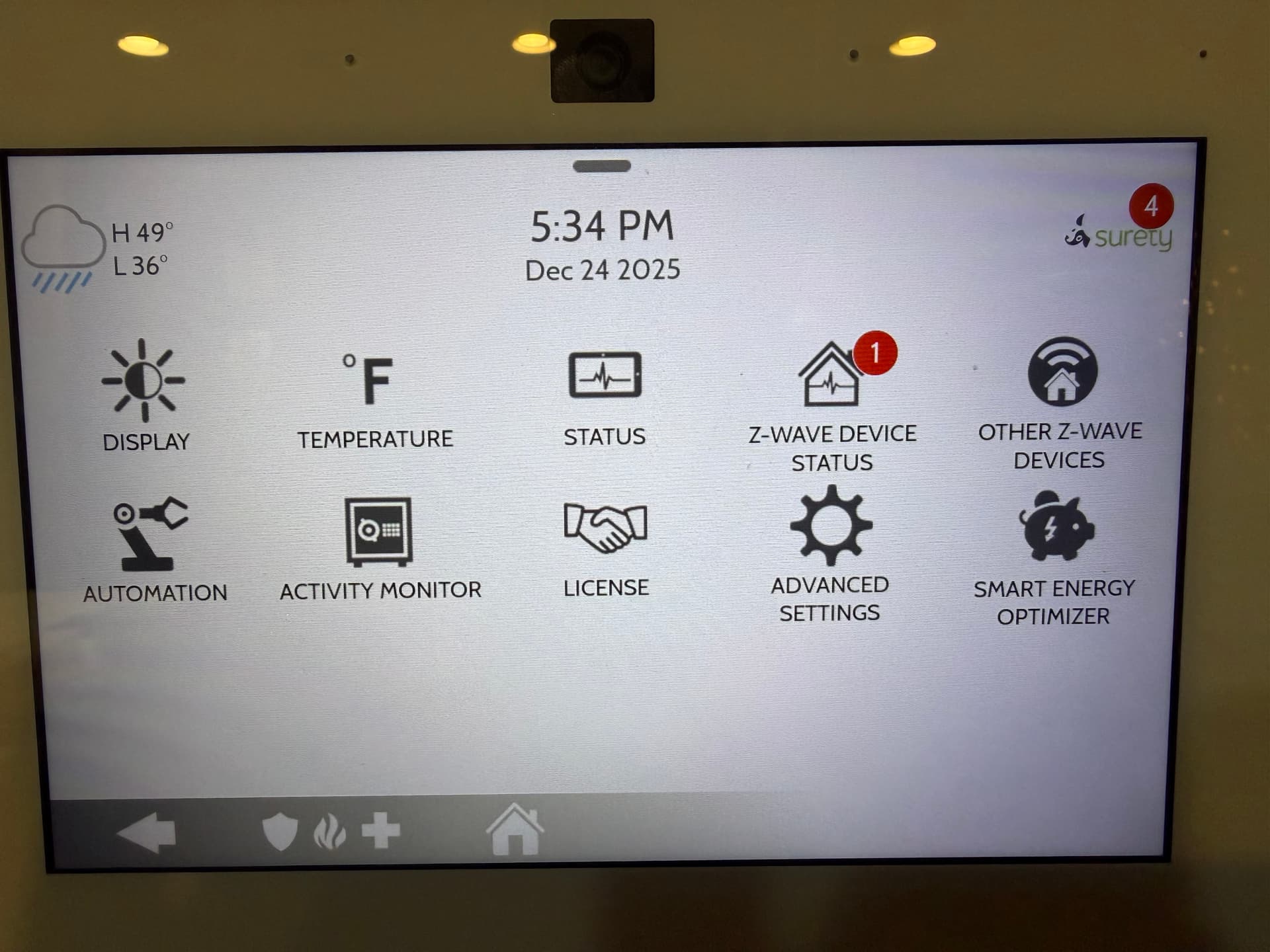 IQ panel - missing settings, password required in sleep mode